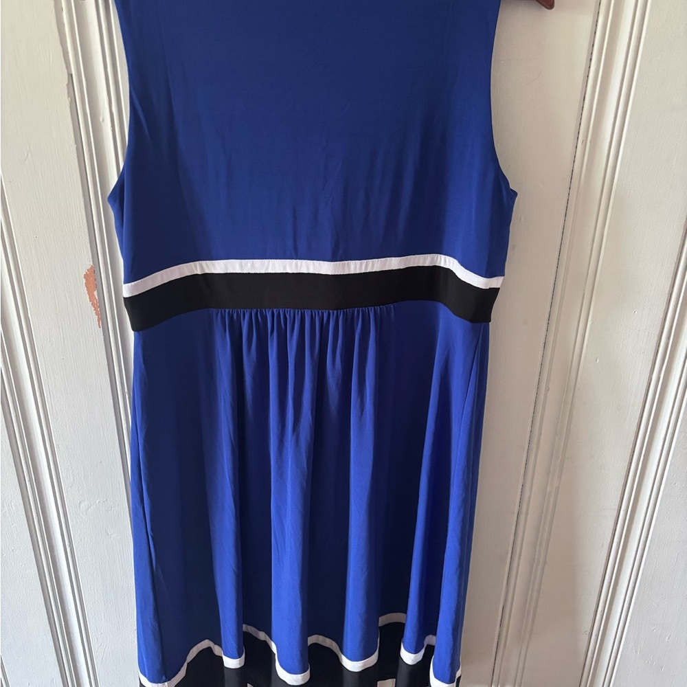 2/$18 Chaps Royal Blue Dress with Black and White Details - Picture 2 of 4